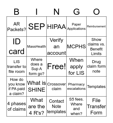 Prescription Advantage Bingo! Bingo Card