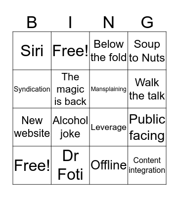 Team Meeting Bingo Card