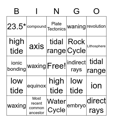Leap Review Bingo Card