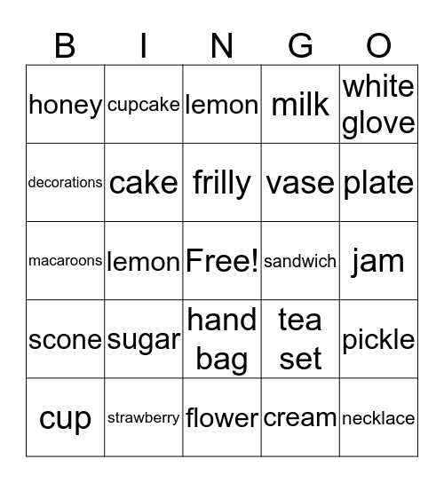 Par-TEA Bingo Card