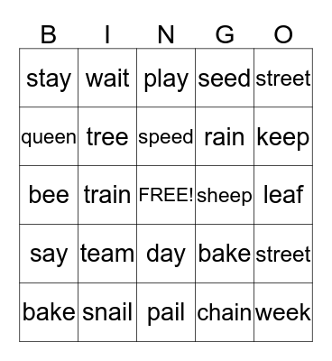 Sound Bingo Card