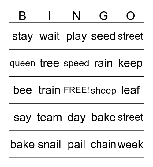 Sound Bingo Card