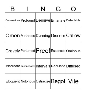 THINGS FALL APART  Bingo Card