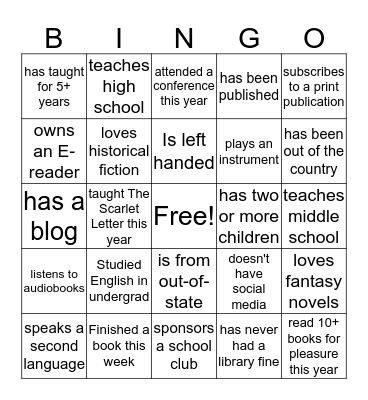 Find someone who... Bingo Card