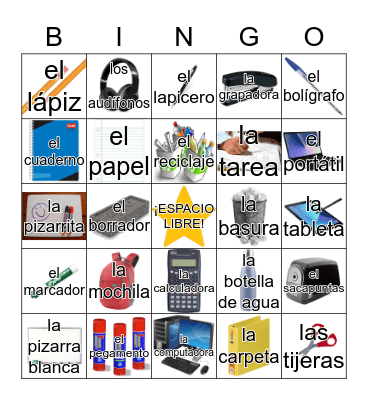 ¡Lo tengo! Útiles escolares  Bingo Card