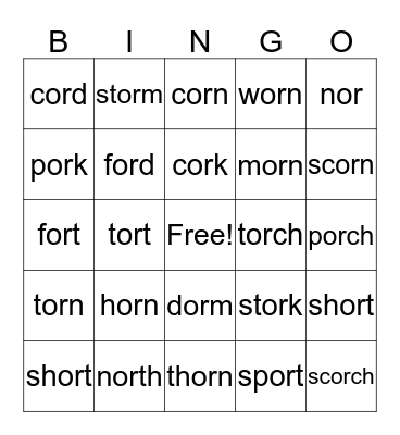 or BINGO Card