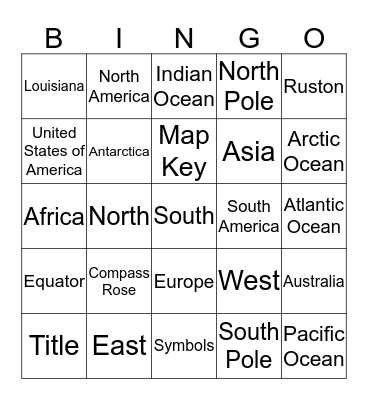 Maps Bingo Card