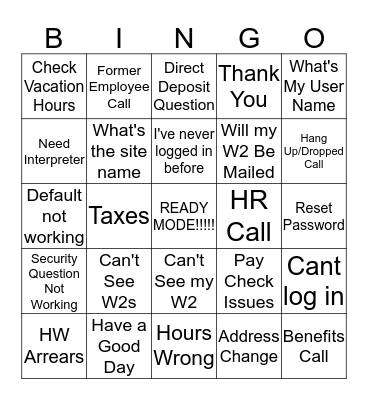 Caller Says What? (BLACKOUT) Bingo Card