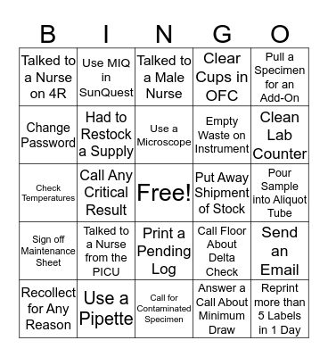 Lab Week BINGO Card
