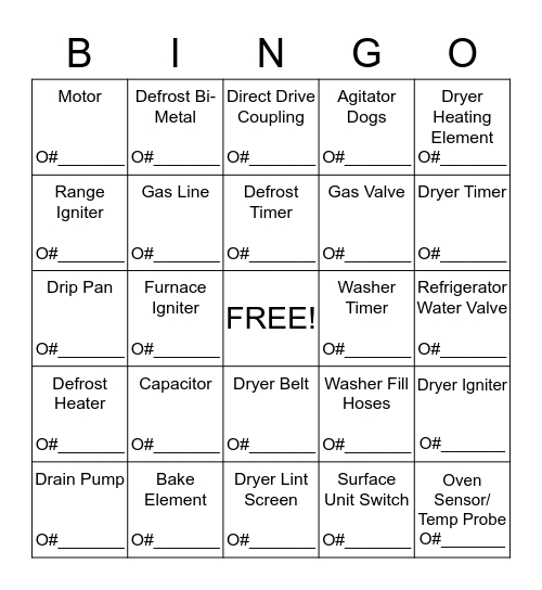 Washer Specialties Co. Bingo Card