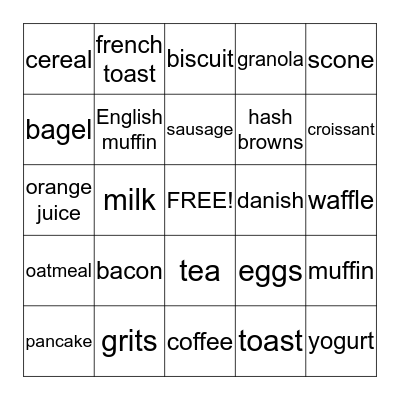 Volunteer Breakfast BINGO! Bingo Card