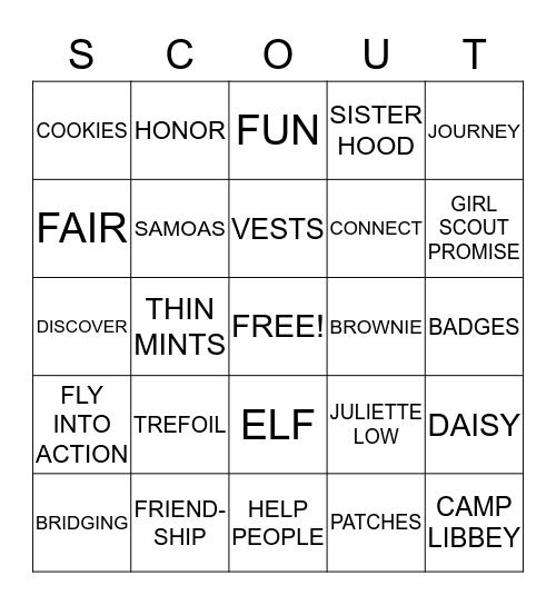 BROWNIE BINGO Card