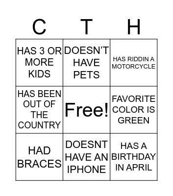 Children’s Tree House Bingo Card