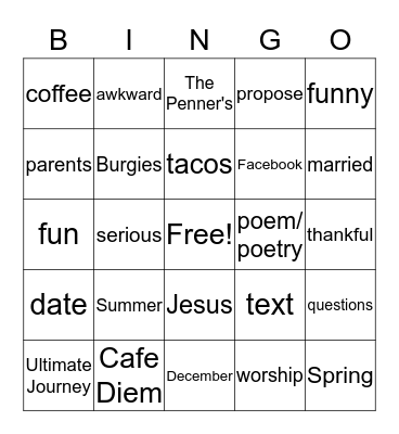 The Story of Morganne and Bobby Bingo Card