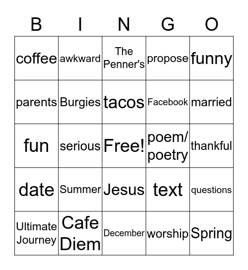 The Story of Morganne and Bobby Bingo Card