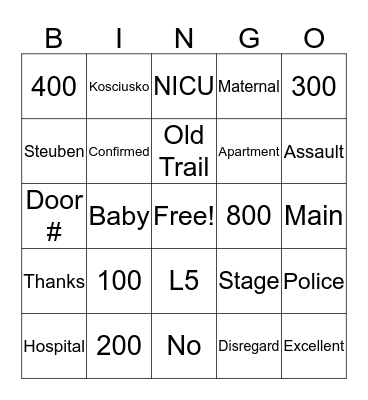 Word Bingo Card