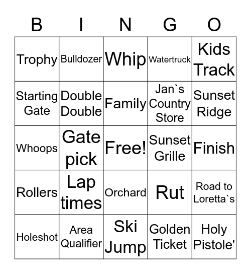 MOTOX Bingo Card