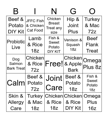JFFD Bingo Card