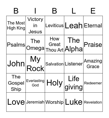 Bible Bingo  Bingo Card