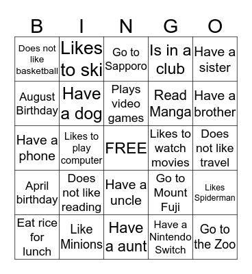 Find Someone Who... Bingo Card