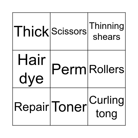 Bingo Hair Edition Bingo Card