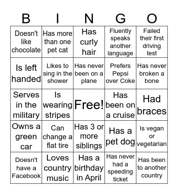 FIND SOMEONE WHO... Bingo Card