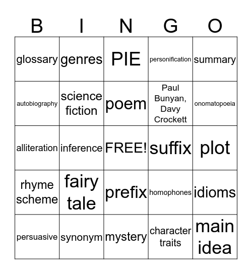 Reading Strategies Bingo Card