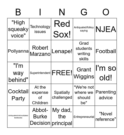 Coviello Bingo II Bingo Card