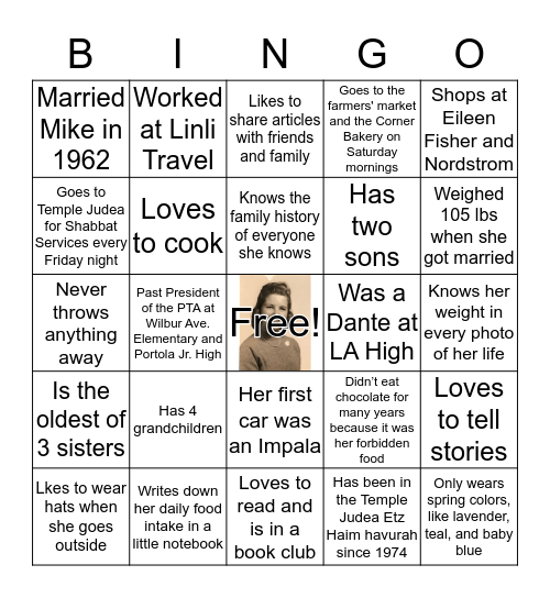 The Story of Carolyn Bingo Card