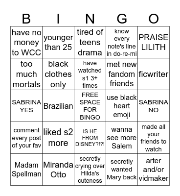 CAOS BINGO (@unachas made it) Bingo Card