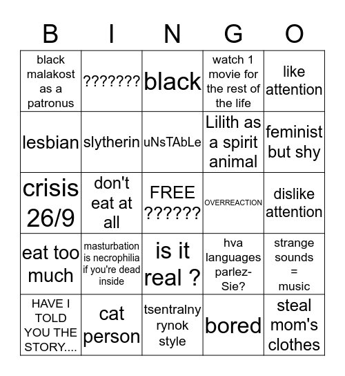 YANA BINGO Card