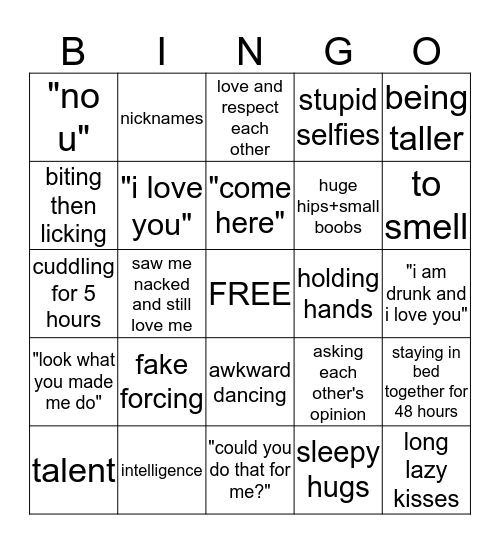 My Kinks Bingo Card