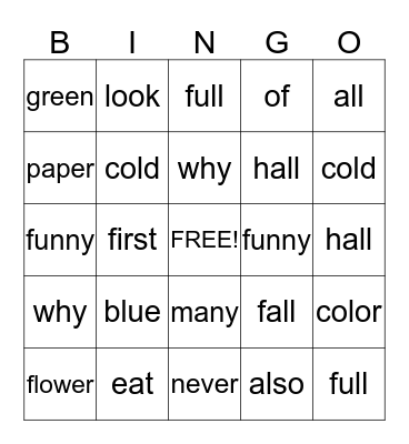Theme 3 Bingo Card