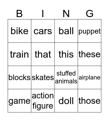 Fun and Games Bingo Card