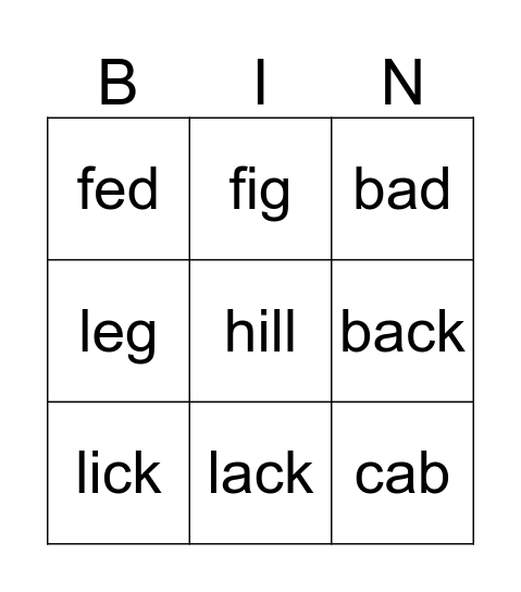 Bingo! Bingo Card