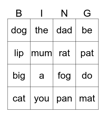 Bingo! Bingo Card