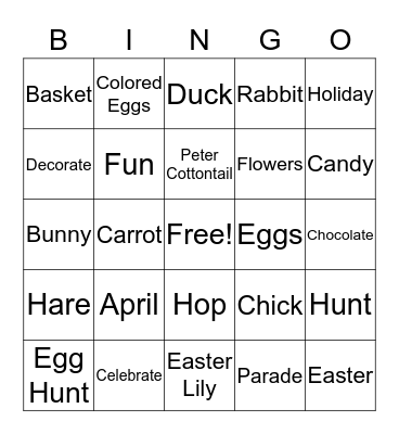 Bunny Bingo Card