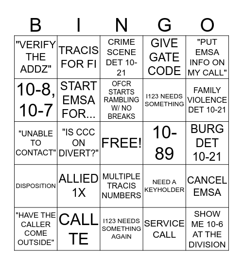 LAW SERVICE Bingo Card