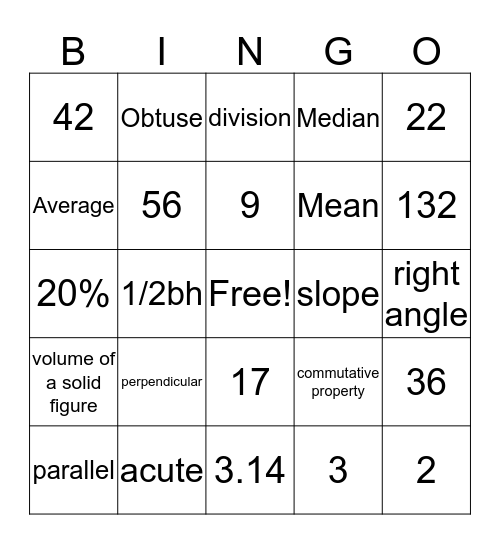 Geometry Chapter 3 Bingo Card