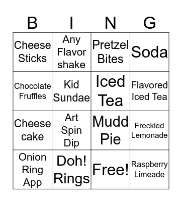 Red Robin Bingo Card