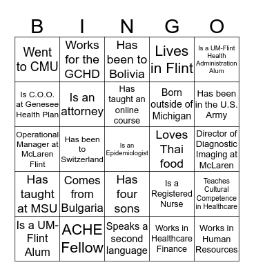 Mingle Bingo! Bingo Card