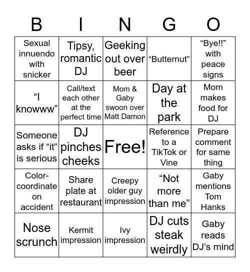 DJ & Kat Bingo Card