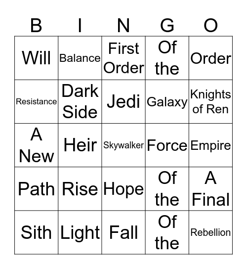 EP IX TITLES Bingo Card