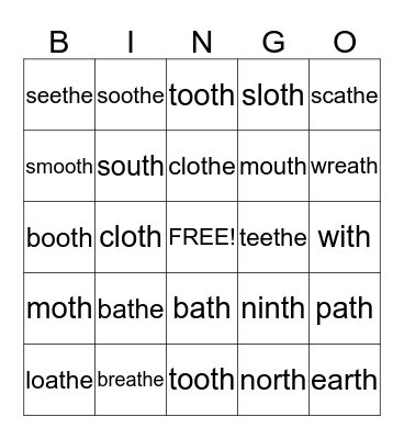 TH Final Bingo Card