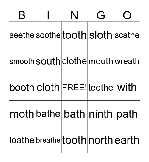 TH Final Bingo Card