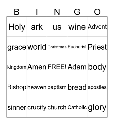 Bible Bingo Card