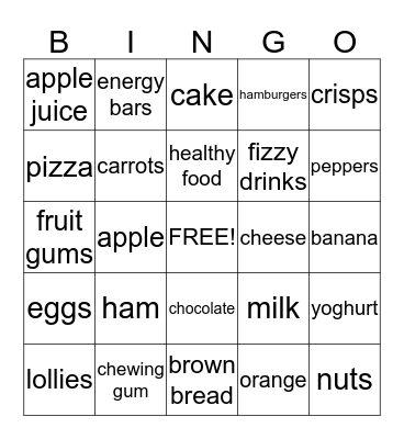 FOOD BINGO Card