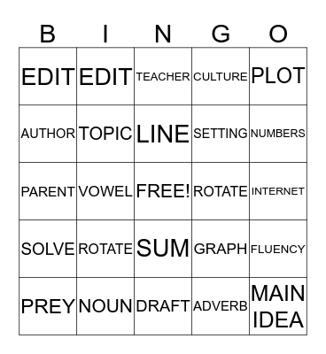 TUTORING ROCKS Bingo Card