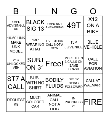 DISPATCH BINGO Card