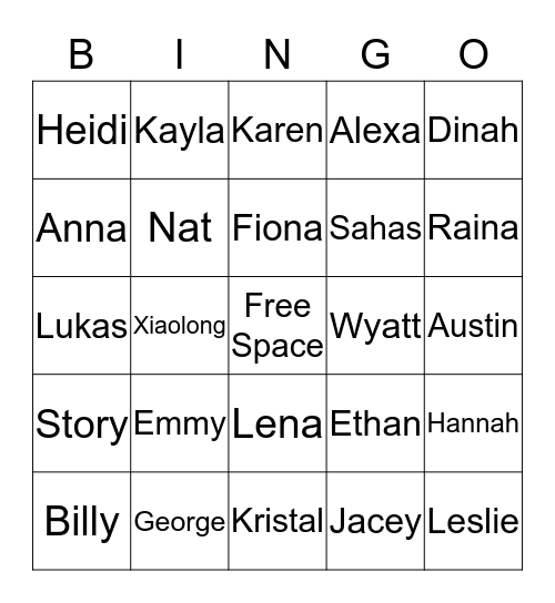 BINGO Card